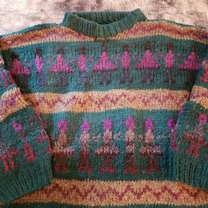 100% wool hand knit vintage sweater size large